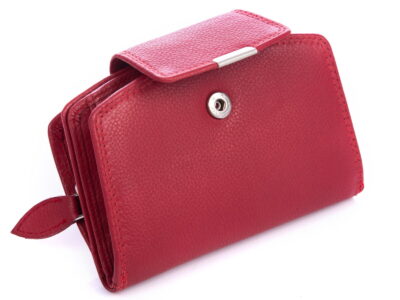 Średni skórzany portfel damski RFID czerwony Money Maker - obrazek 4