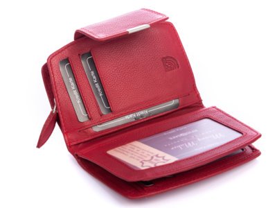 Średni skórzany portfel damski RFID czerwony Money Maker - obrazek 6
