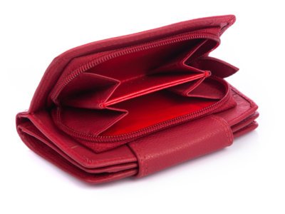 Średni skórzany portfel damski RFID czerwony Money Maker - obrazek 8
