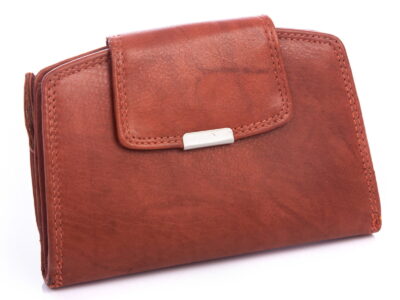 Ciemnobrązowy skórzany portfel damski RFID