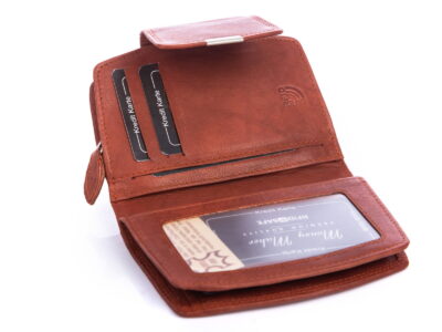 Średni skórzany portfel damski RFID brązowy Money Maker - obrazek 6