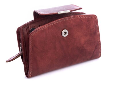 Średni skórzany portfel damski RFID ciemny brąz Money Maker - obrazek 4