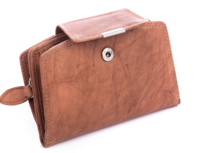 Średni skórzany portfel damski RFID jasny brąz Money Maker - obrazek 3