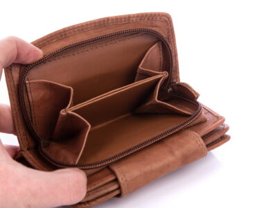 Średni skórzany portfel damski RFID jasny brąz Money Maker - obrazek 6