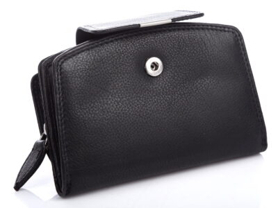 Średni skórzany portfel damski RFID czarny Money Maker - obrazek 4