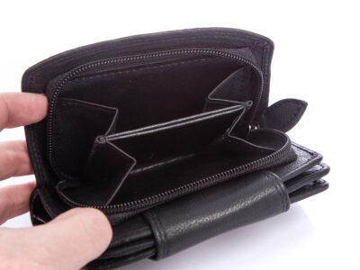 Średni skórzany portfel damski RFID czarny Money Maker - obrazek 8