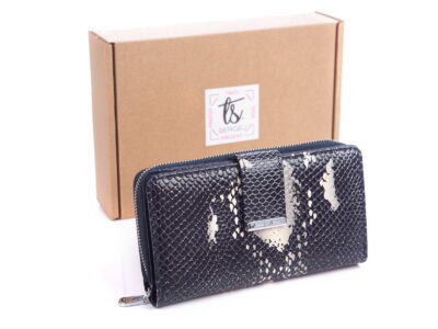 Granatowo bezowy portfel damski Jennifer Jones 5280 w pudełku