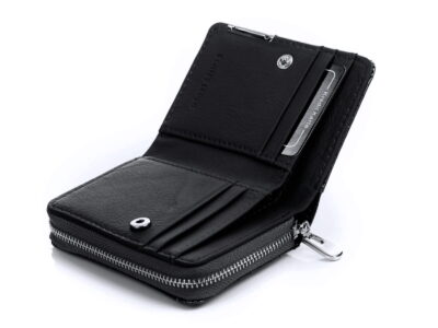 Mały portfel damski czarny lakierowany z suwakiem Jennifer Jones - obrazek 5