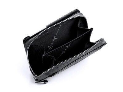 Mały portfel damski czarny lakierowany z suwakiem Jennifer Jones - obrazek 3
