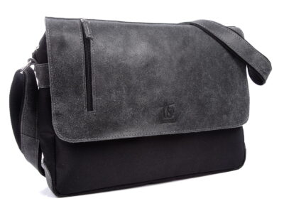 Torba męska A4 ze skórzaną klapą, szara SERGEJ - obrazek 9