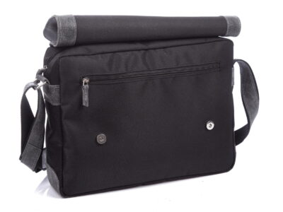 Torba męska A4 ze skórzaną klapą, szara SERGEJ - obrazek 4