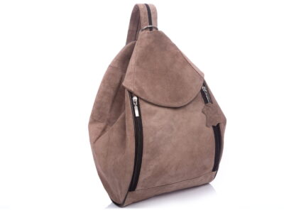 Zamszowy plecak damski miejski brązowy SERGEJ