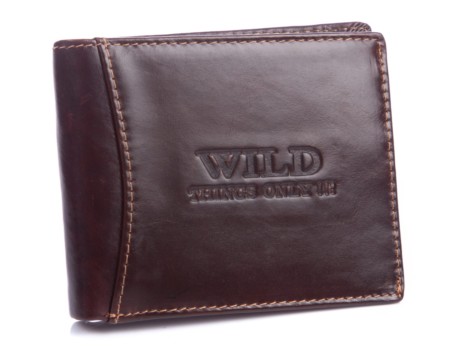 Portfel męski skórzany ciemnobrązowy klasyczny RFID WILD