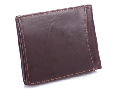 Portfel męski skórzany ciemnobrązowy klasyczny RFID WILD - obrazek 3