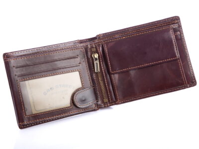 Portfel męski skórzany ciemnobrązowy klasyczny RFID WILD - obrazek 4