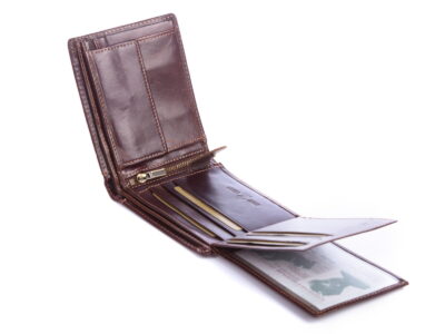 Portfel męski skórzany ciemnobrązowy klasyczny RFID WILD - obrazek 7