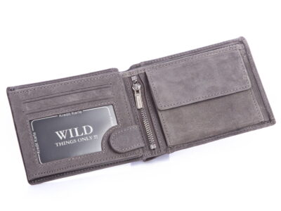 Portfel męski skórzany szary klasyczny RFID WILD - obrazek 3