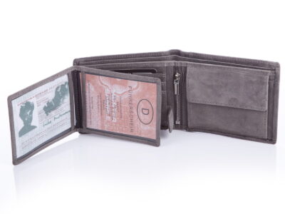 Portfel męski skórzany szary klasyczny RFID WILD - obrazek 4
