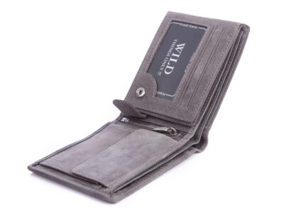 Portfel męski skórzany szary klasyczny RFID WILD - obrazek 6