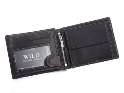 Portfel męski skórzany pojemny czarny Wild Things Only - obrazek 3