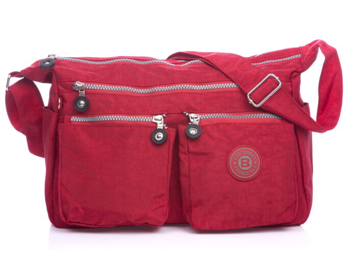 Pojemna lekka torebka materiałowa czerwona Bag Street