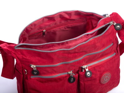 Pojemna lekka torebka materiałowa czerwona Bag Street - obrazek 6