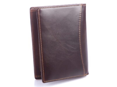 Portfel męski skórzany pionowy ciemny brąz WILD - obrazek 2