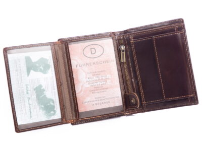 Portfel męski skórzany pionowy ciemny brąz WILD - obrazek 4