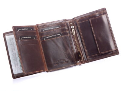 Portfel męski skórzany pionowy ciemny brąz WILD - obrazek 5