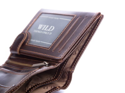 Portfel męski skórzany pionowy ciemny brąz WILD - obrazek 8