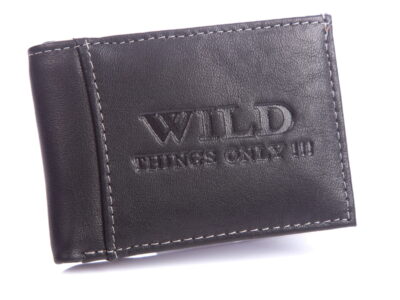 Mini portfel męski skórzany czarny RFID WILD