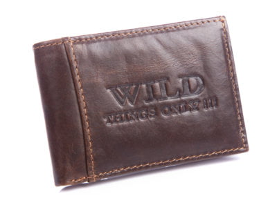 Mały mini portfel męski skórzany ciemny brąz 5512
