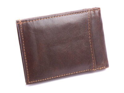 Mini portfel męski skórzany ciemnobrązowy RFID WILD - obrazek 2