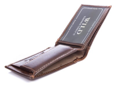 Mini portfel męski skórzany ciemnobrązowy RFID WILD - obrazek 5