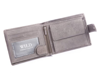 Portfel męski skórzany szary poziomy z zapięciem WILD - obrazek 4