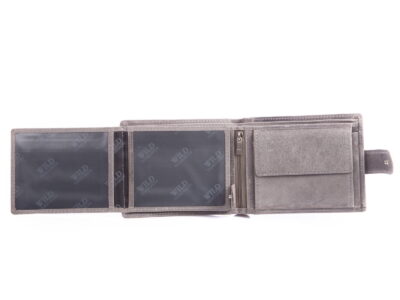 Portfel męski skórzany szary poziomy z zapięciem WILD - obrazek 5