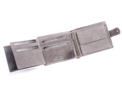 Portfel męski skórzany szary poziomy z zapięciem WILD - obrazek 6