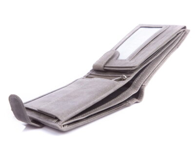 Portfel męski skórzany szary poziomy z zapięciem WILD - obrazek 8