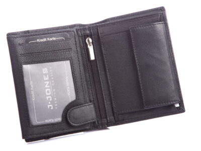 Męski portfel skórzany pionowy RFID cały czarny - obrazek 3