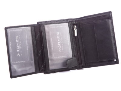 Męski portfel skórzany pionowy RFID cały czarny - obrazek 4