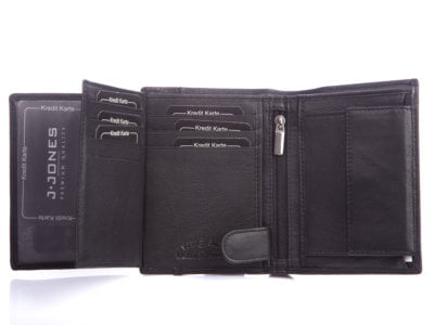 Męski portfel skórzany pionowy RFID cały czarny - obrazek 5