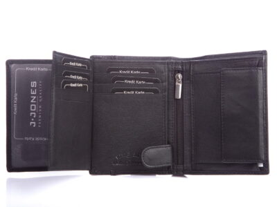 Męski portfel skórzany pionowy RFID cały czarny - obrazek 5