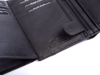 Męski portfel skórzany pionowy RFID cały czarny - obrazek 6