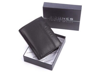 Męski portfel skórzany pionowy RFID cały czarny - obrazek 8