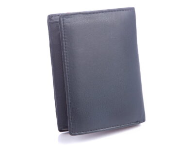 Męski portfel skórzany pionowy RFID granatowy z czerwonym - obrazek 2