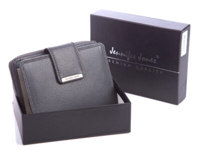 Portfel damski skórzany szary z pudełkiem Jennifer Jones - obrazek 1