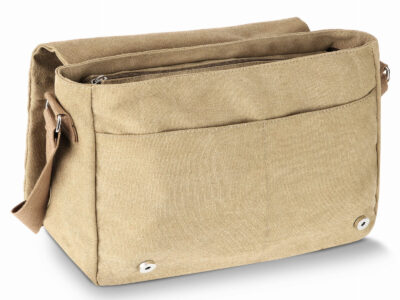 Torba męska na ramię duża canvas A4 Beżowa ZAGATTO - obrazek 5