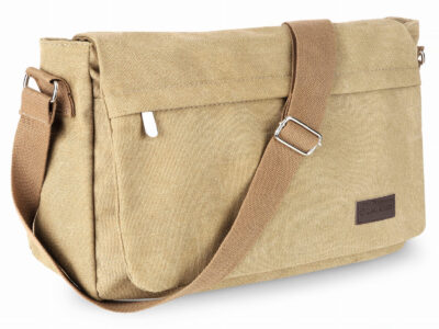 Torba męska na ramię duża canvas A4 Beżowa ZAGATTO - obrazek 2
