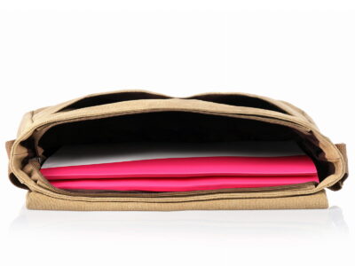 Torba męska na ramię duża canvas A4 Beżowa ZAGATTO - obrazek 6