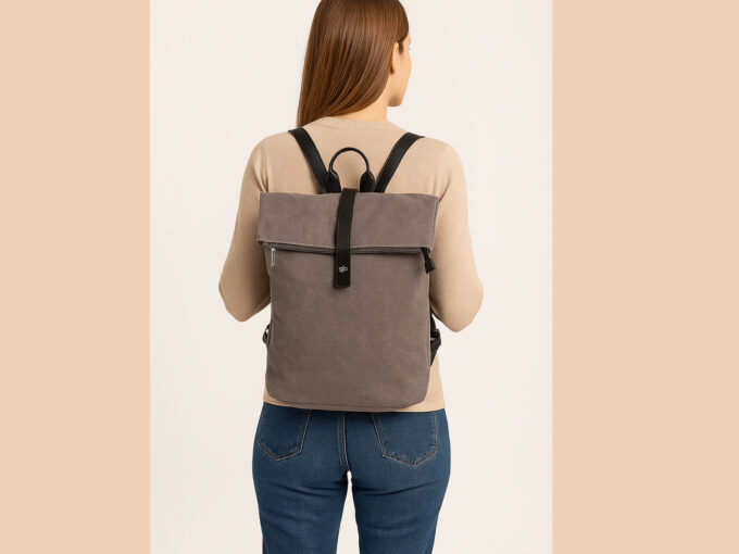 Elegancki damski plecak płócienny miejski A4 Jennifer Jones Szary